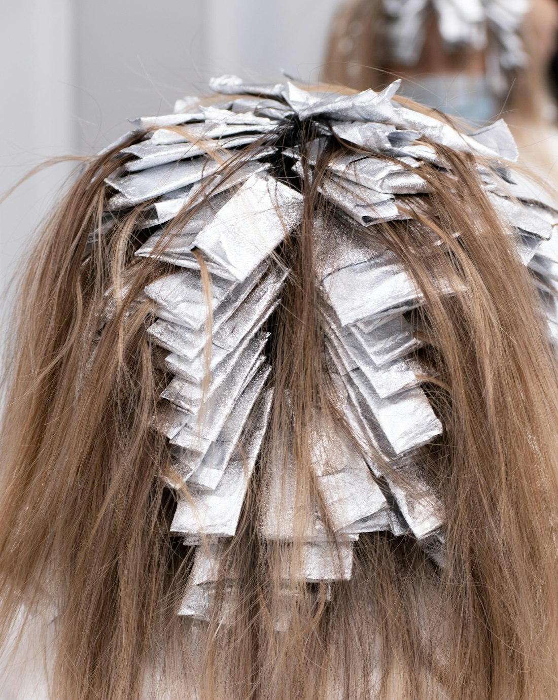 Foils folded through a full head of hair