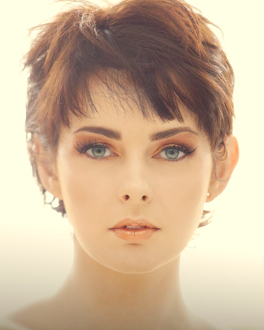 Chestnut pixie crop with textured finish